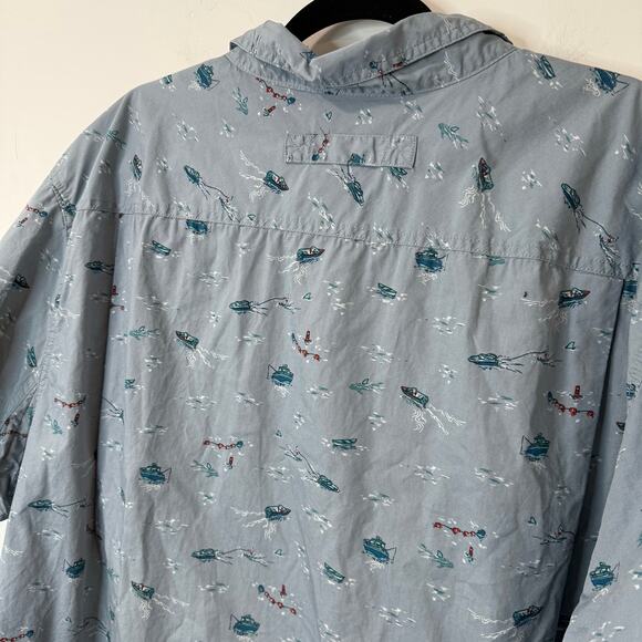 Duluth Trading Co Men's BBQ Relaxed Fit Short Sleeve Shirt Button Down Blue 3XL - Picture 4 of 9